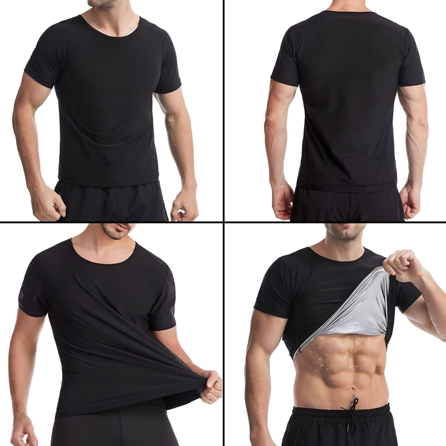 Skiennix Sauna Shirt for Men - Short Sleeve Compression Vest for Effective Body Shaping | Gym Exercise Top