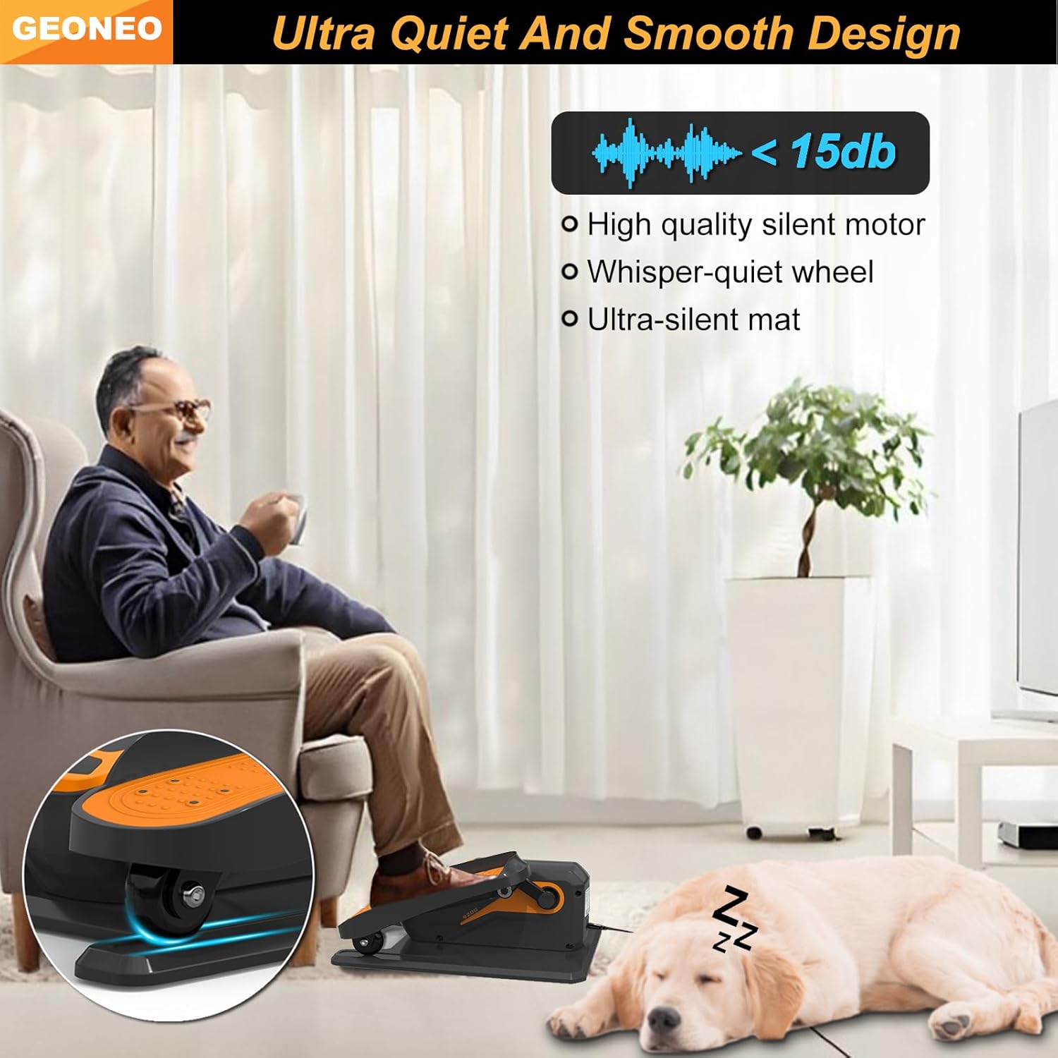 Under Desk Elliptical Machine - Electric Seated Pedal Exerciser for Seniors | Quiet, Compact Design with Remote Control & 12 Speeds