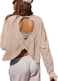 LASLULU Women's Open Back Long Sleeve Workout Top - Casual Y2K Yoga & Gym Tee in Stylish Design