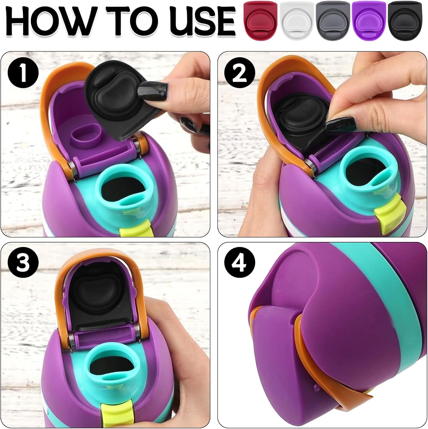Owala | 5-Pack Replacement Rubber Stopper Seals for FreeSip Water Bottles - Silicone Lid Caps