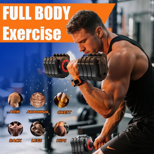 LEEKEY Adjustable Dumbbells 1PCS, Dumbbells with Anti-Slip Handle for Exercise & Fitness Fast Adjust Weight, Innovative Workout Equipment, Dumbbell Set Adjustable Weight