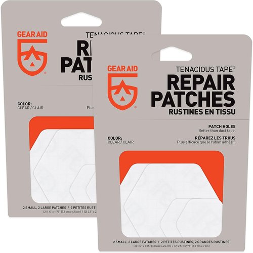GEAR AID Tenacious Tape Hex - Peel-and-Stick Repair Patches for Outdoor Gear | 8 Clear Patches (4x2.5” & 4x1.5”)