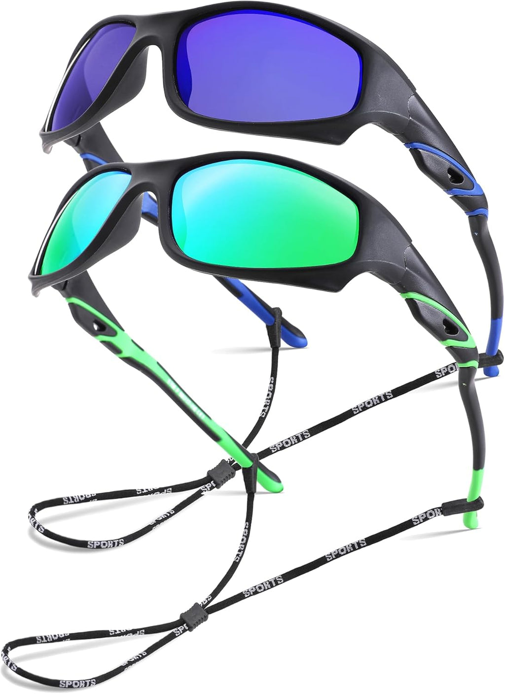 Skiennix Kids Baseball Sunglasses - Unbreakable Polarized Sports Shades with Strap for Ages 4-12