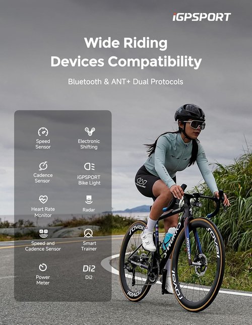 iGPSPORT BSC200S GPS Bike Computer - Wireless Navigation, 2.4'' Screen, Bluetooth & IPX7 Waterproof