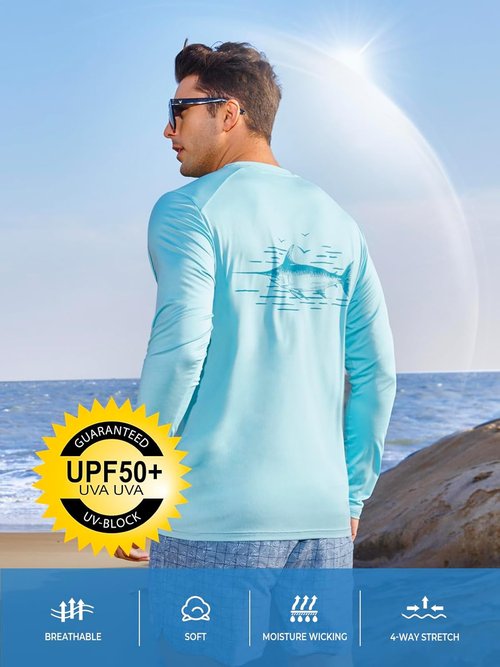 NORTHYARD Men's Swim Shirt - UPF 50+ Sun Protection Long Sleeve Rash Guard | Quick Dry Lightweight T-Shirt