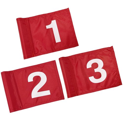 BTREEFLO 3PCS Numbered Golf Flag 8x6 Inch Upgraded Dual-Layer 420D Nylon Putting Green Golf Flags with Tube Inserted, Mini Practice Golf Target Flag for Yard Backyard Garden Outdoor Indoor