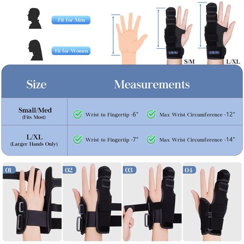 Finger Splint Brace,Supports Pinky,Ring,Middle,Metacarpals & Knuckles,Adjustable Left Right Hand Braces,Straightener for Trigger Fingers Splints,Broken,Arthritis,Fracture,Sprain,Injury,Tendonitis