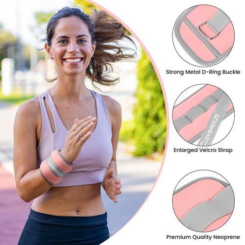 Ankle Weights 2LB 1 Pair Wrist Leg Arm Weights for Women Men, Strength Weighted for Walking, Running, Jogging, Fitness, Gym Workout - Light Pink