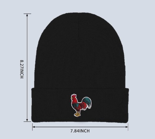Rooster Embroidered Beanie Hats for Men Women, Chicken Winter Funny Knit Hat, Stuff Accessories Gifts for Animal Lover