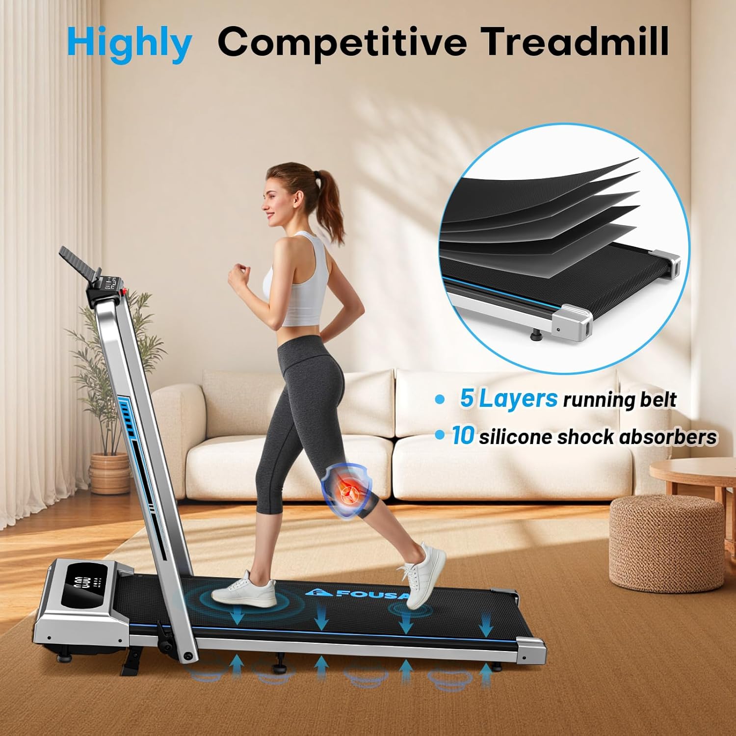 Walking Pad Treadmill - 6.2MPH Under Desk Design with 10% Incline | 350LBS Capacity, Remote Control & 12 HIIT Programs