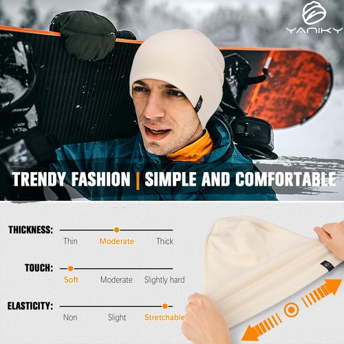 YANIKY Slouchy Beanie for Women, Mens Beanie Hat, Soft Comfortable Cotton Double Layer Windproof Skull Cap Beanie Suitable for All Seasons (Black+White)