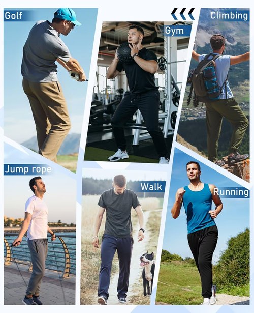 OZYJD Mens Sweatpants with Zipper Pockets 5 Pack Athletic Joggers for Men Warm Slim Fit Track Workout Running Sweat Pants