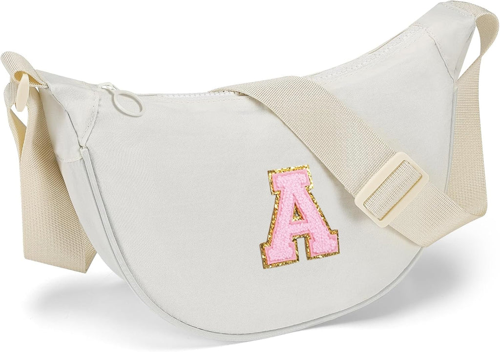Regine Switzerland Initial Small Crescent Crossbody Bag - Cute & Trendy Birthday Gift for Women