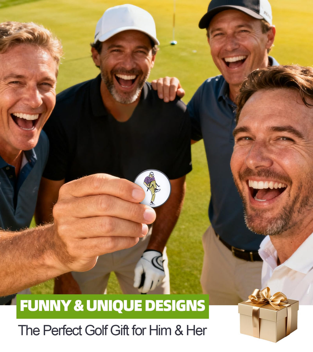 Ugotit Happy Gilmore Golf Ball Marker with Golf Ball Marker Hat Clip, Magnetic Golf Ball Marker for Putting, Ball Marker Hat Clip Golf Accessories, Women & Men’s Golf Gifts