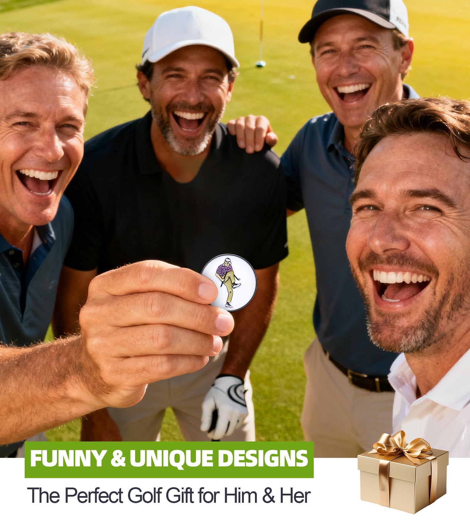 Ugotit Happy Gilmore Golf Ball Marker with Golf Ball Marker Hat Clip, Magnetic Golf Ball Marker for Putting, Ball Marker Hat Clip Golf Accessories, Women & Men’s Golf Gifts