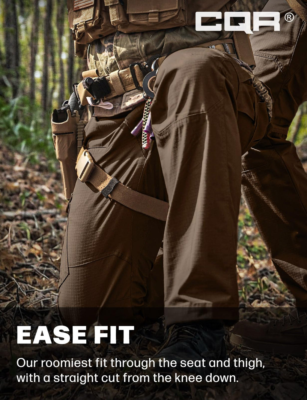 CQR Men's Tactical Pants, Water Resistant Ripstop Cargo Pants, Lightweight EDC Work Hiking Pants, Outdoor Apparel, Raider Tundra, 34W x 30L