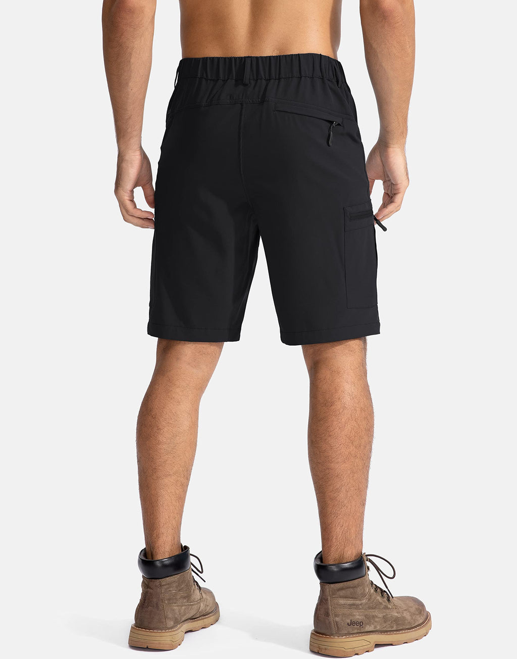 Pudolla Men's Hiking Cargo Shorts 9" Lightweight Outdoor Work Shorts for Men Travel Golf Camping Casual with 5 Zipper Pockets(Black XX-Large)