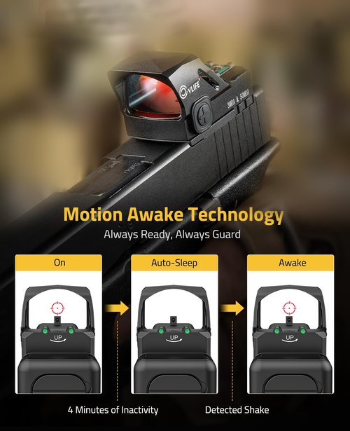 CVLIFE WolfCovert Multi-Reticle Red Dot Sight for Doctor Cut, 3 MOA Dot & 50 MOA Circle Reflex Sight Motion Awake, Pistol Scope with Fiber Optic and Adapter for MOS & 21mm Picatinny