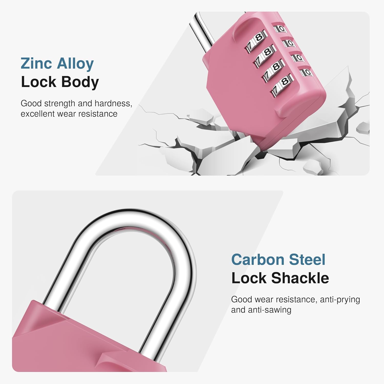 Puroma 4-Digit Waterproof Combination Lock - Secure Outdoor Padlock for Gym Lockers & Toolboxes | Basic Pink Rose