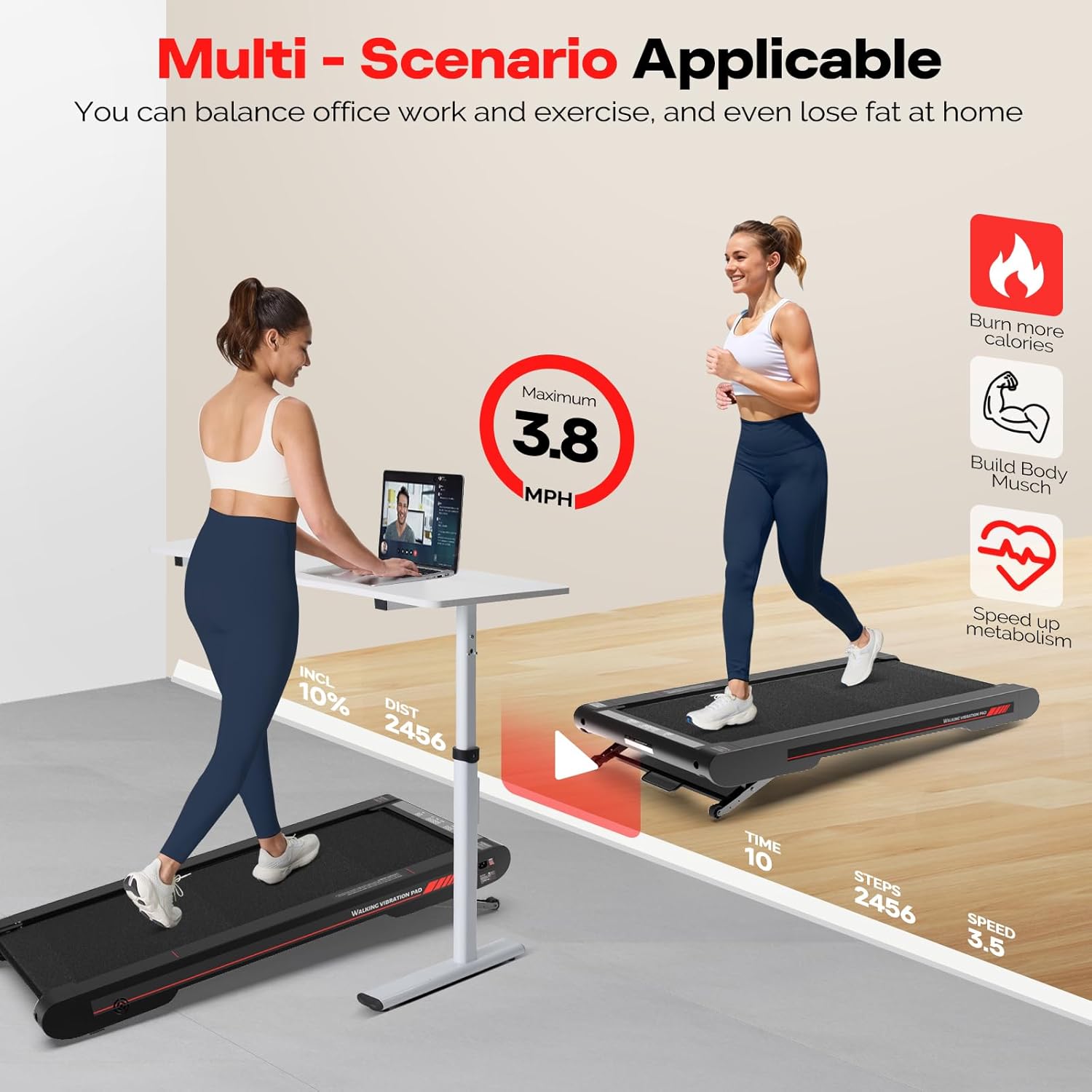 Sperax Walking Treadmill | 3-in-1 Under Desk Design with APP & Remote Control | Low Noise, Portable