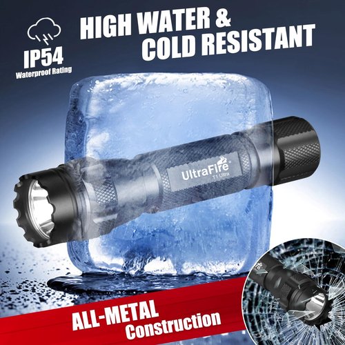 ULTRAFIRE Tactical Red Flashlight, 620nm-630nm High Purity Red LED Hunting Light,Super Bright 218 Yards Long Range Single Mode for Night Observation & Coyote Predator (T1 Ultra-R)