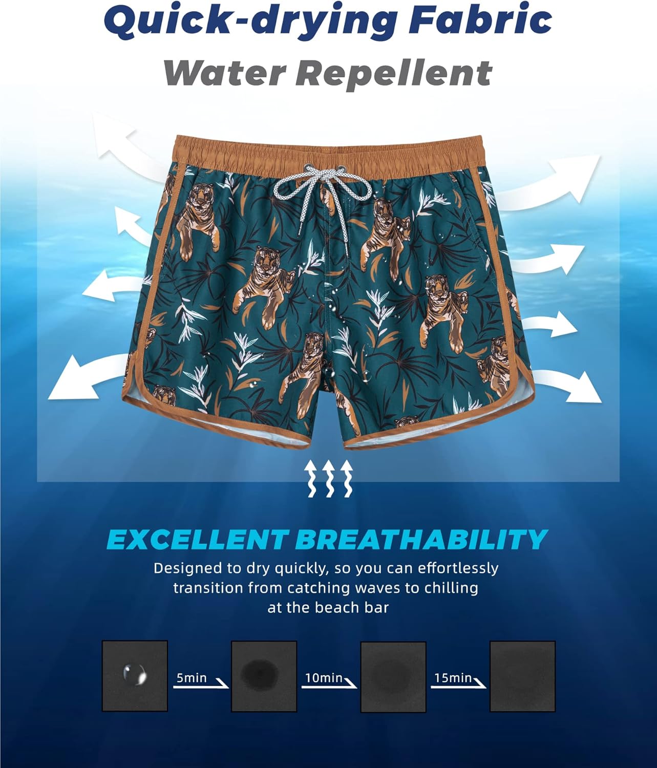 Surf Cuz Men's Swim Trunks - Vintage 80s/90s Retro Bathing Suits with Mesh Lining | Comfortable Fit