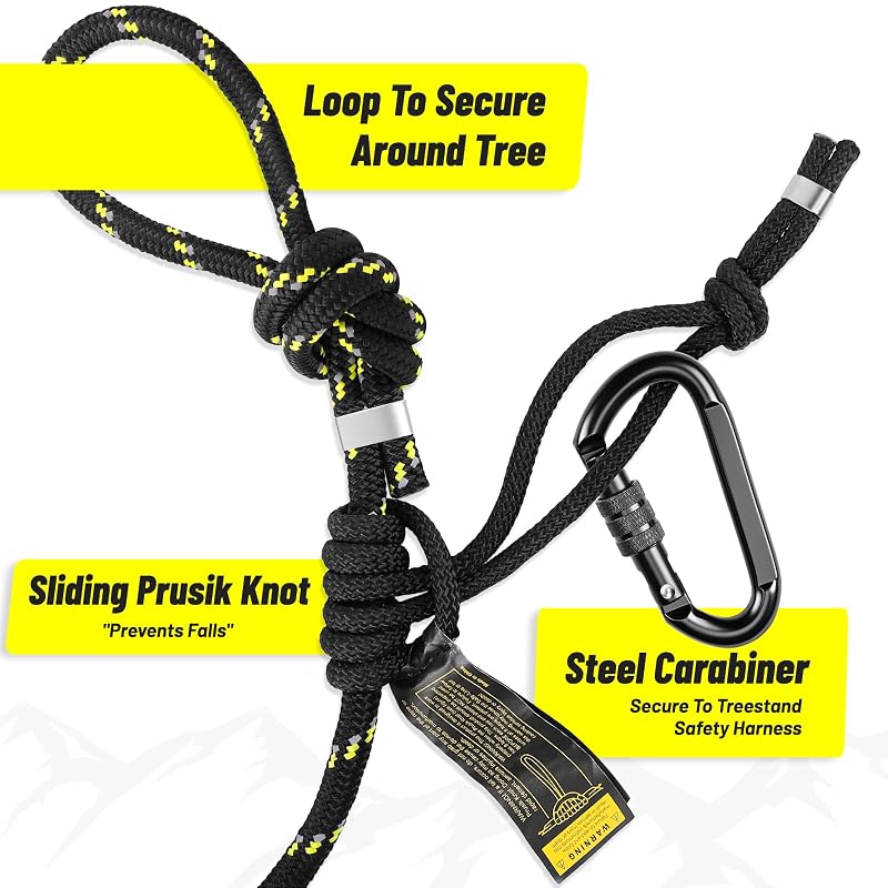 Reflective 30ft Tree Stand Safety Rope Lifeline for Hunting - Kalkal