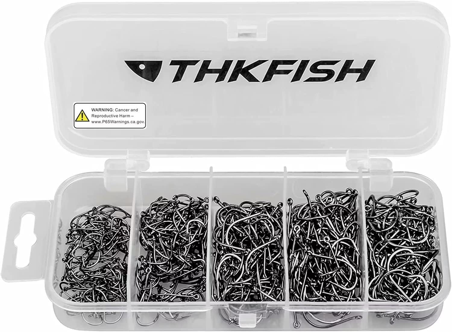 Thkfish Fishing Hooks - Drop Shot & Wacky Worm - Offset Circle Hooks in Sizes #1 to 2/0 - 50/100 Pcs Box