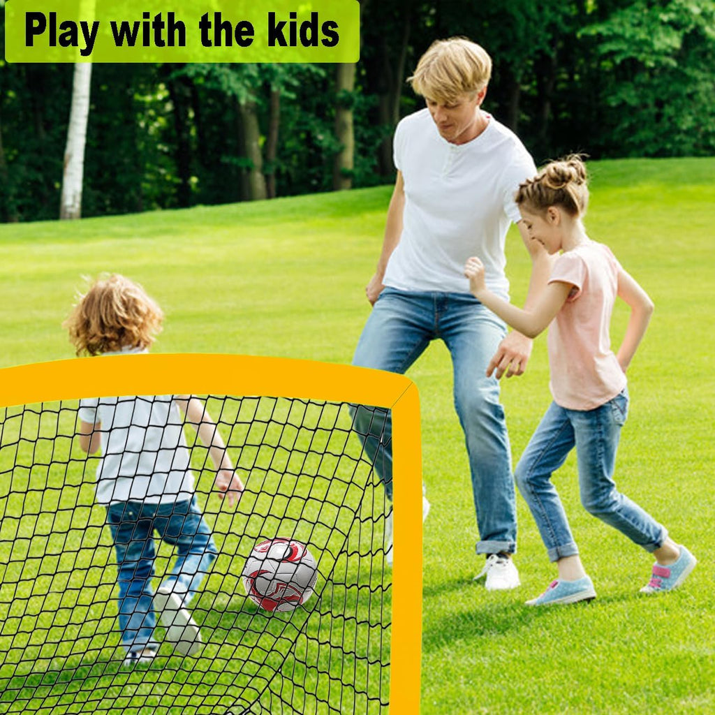 Skiennix Kids Soccer Goals - Durable 4'x3' Pop Up Net Set with Ball, Pump, Cones & Carry Bag