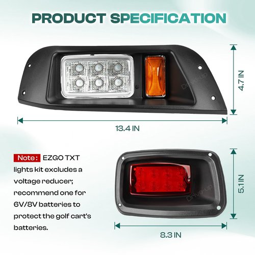 DRIVE UP Golf Cart LED Light Kit for EZGO TXT 1996-2013 Gas and Electric Golf Carts, EZGO TXT LED Headlight and Tail Lights Kit for 12V Golf Carts