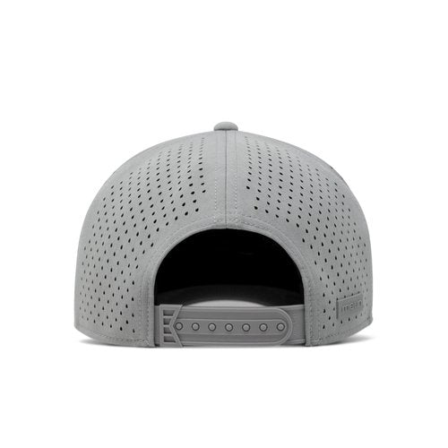 melin Odysea Stacked Hydro, Heather Grey, Men's Performance Snapback Hats, Water-Resistant Fitted Baseball Caps for Men & Women, Golf, Running, or Workout Hat, Medium-Large