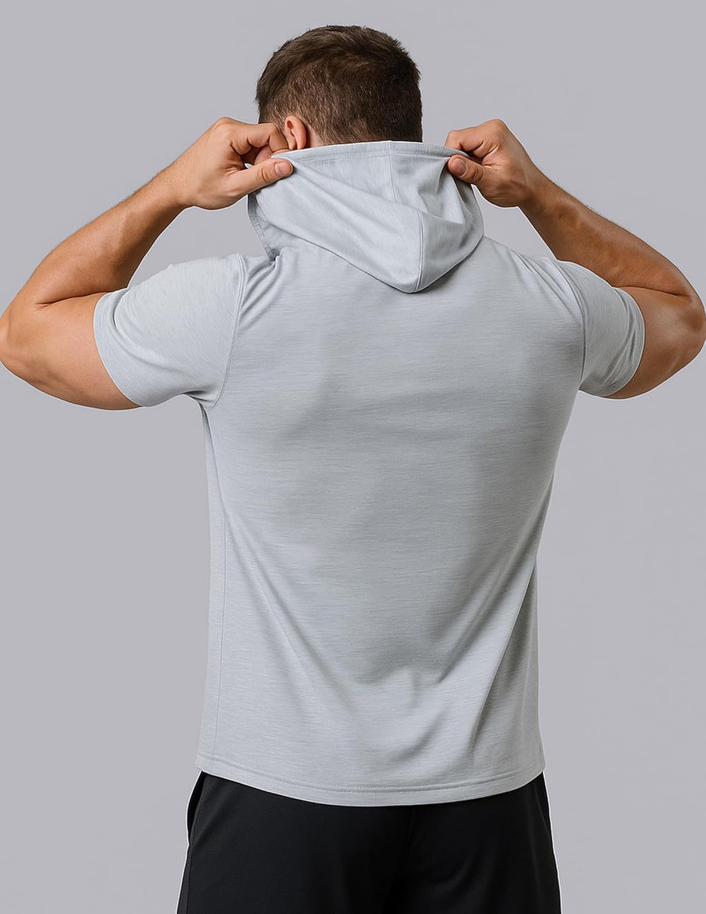 Skiennix Men's Lightweight Short Sleeve Workout Hoodies - Athletic Dry Fit T-Shirts for Gym | 3 Pack