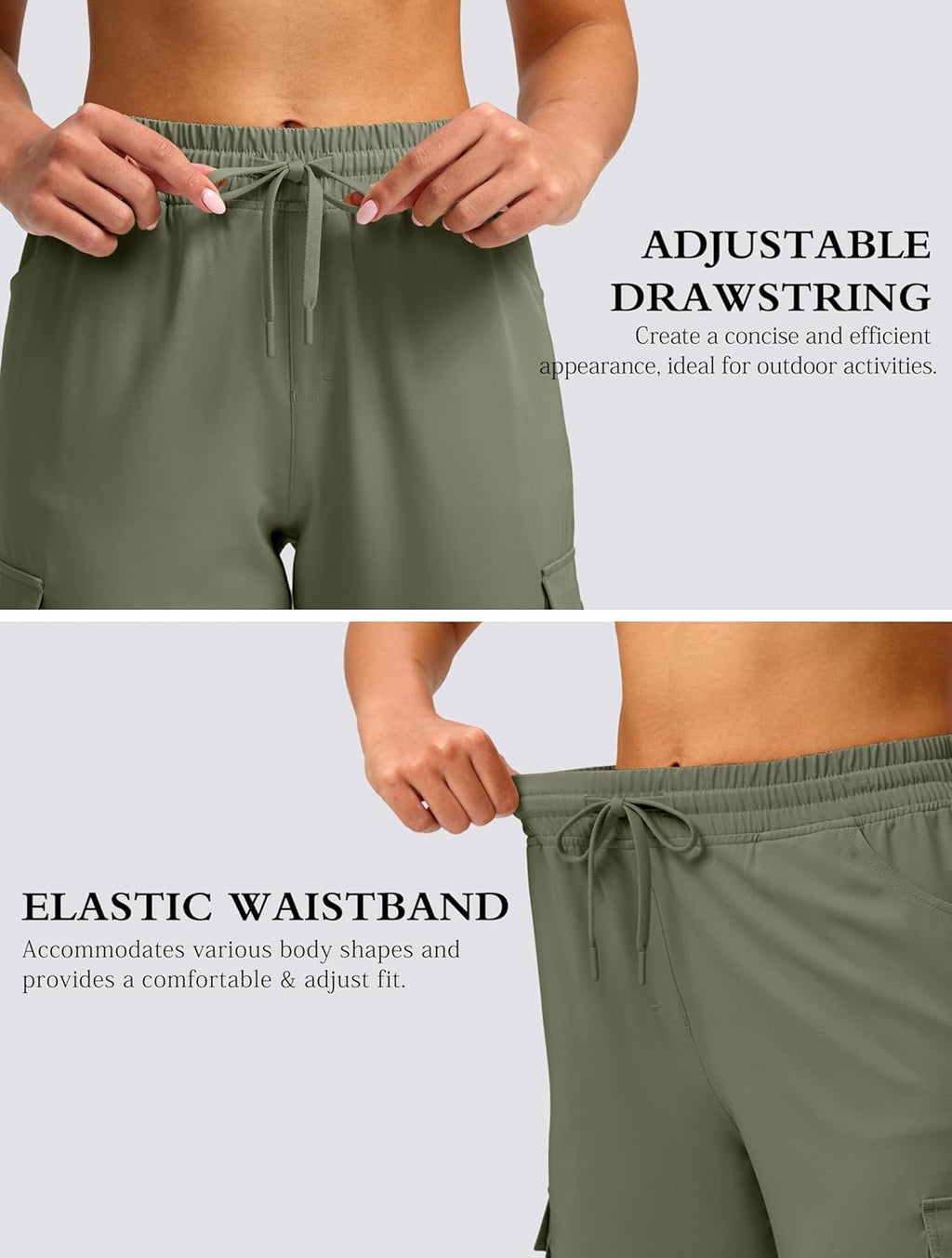 Viodia Women's Hiking Cargo Bermuda Shorts - Lightweight Knee-Length Capris for Summer Travel