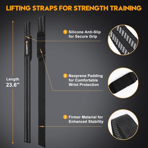 Speedura Heavy Duty Cotton 23'' Lifting Straps & 22'' Wrist Wraps Set – Premium Support for Deadlifts, Powerlifting & Strength Training – Weight Lifting Wrist Wraps for Men & Women