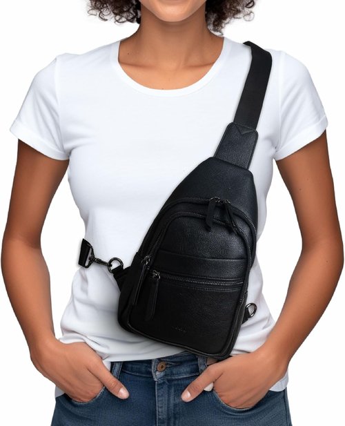 Alldaily Sling Bag for Women - Fashionable Leather Crossbody Purse | Trendy Travel Chest Bag (Black)