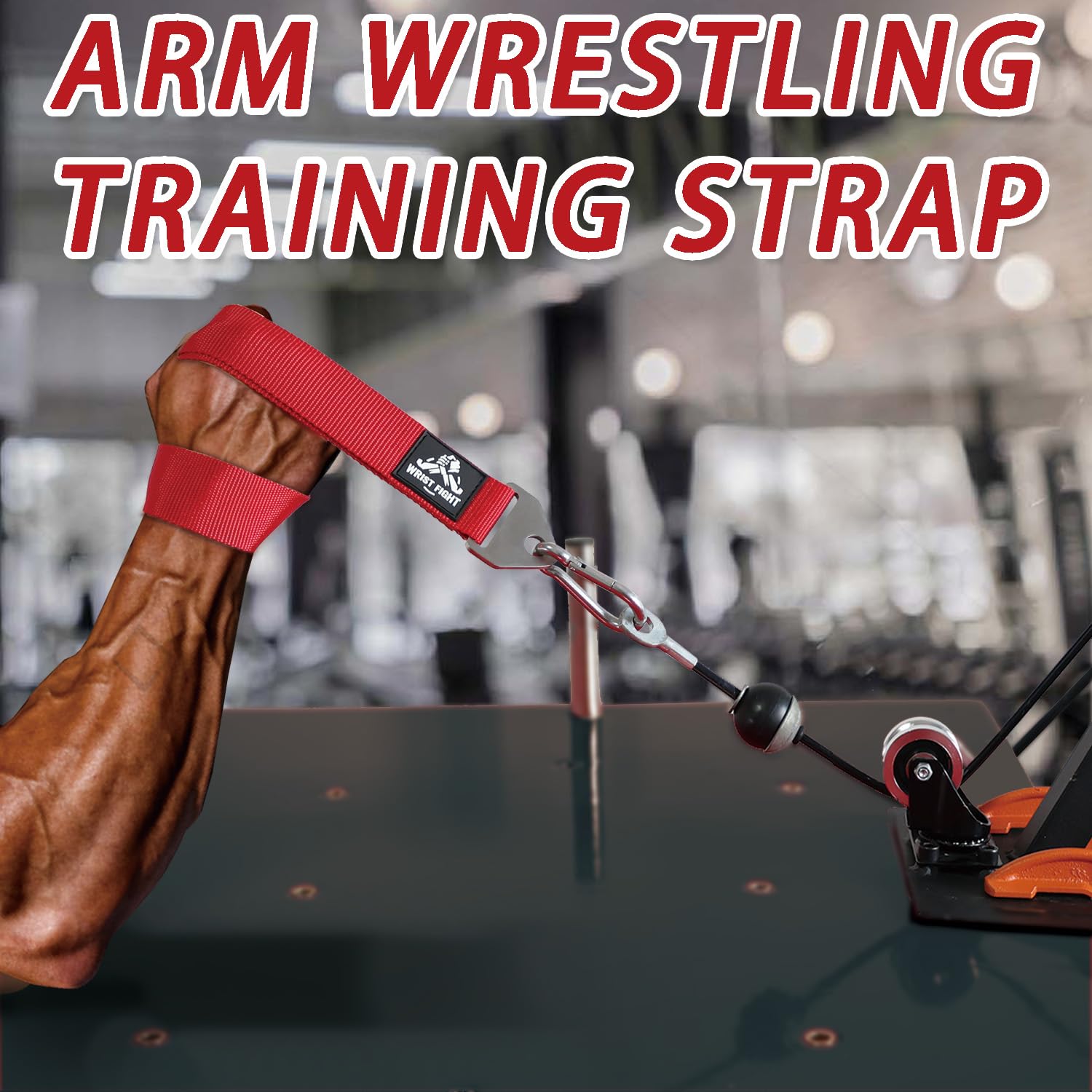 WRIST FIGHT Heavy-Duty Arm Wrestling Training Strap for Pronation Strength with Stainless Steel Buckle and Carabiner – Wrist and Grip Strengthener (Red-LP)