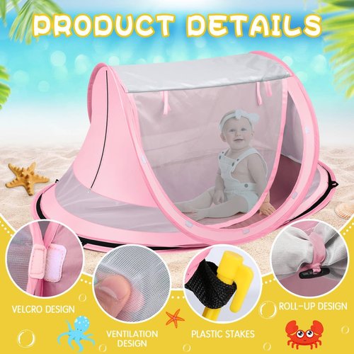Baby Beach Tent - Large Pop-Up Sun Shade with Mosquito Net | Portable UPF 50+ UV Protection for Infants