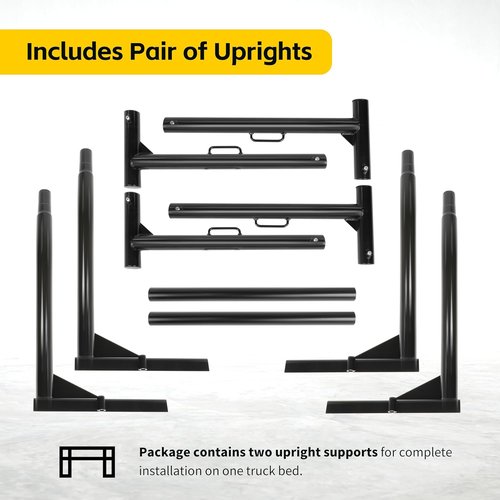 MaxxHaul 50241 Adjustable Steel Truck Ladder Rack – No Drill Installation, 500 lbs Capacity, 52"–71" Width, Clamp On J-Bolt Mount, Tie-Down Anchors, Pair – Lumber, Kayak, Canoe, Surfboard