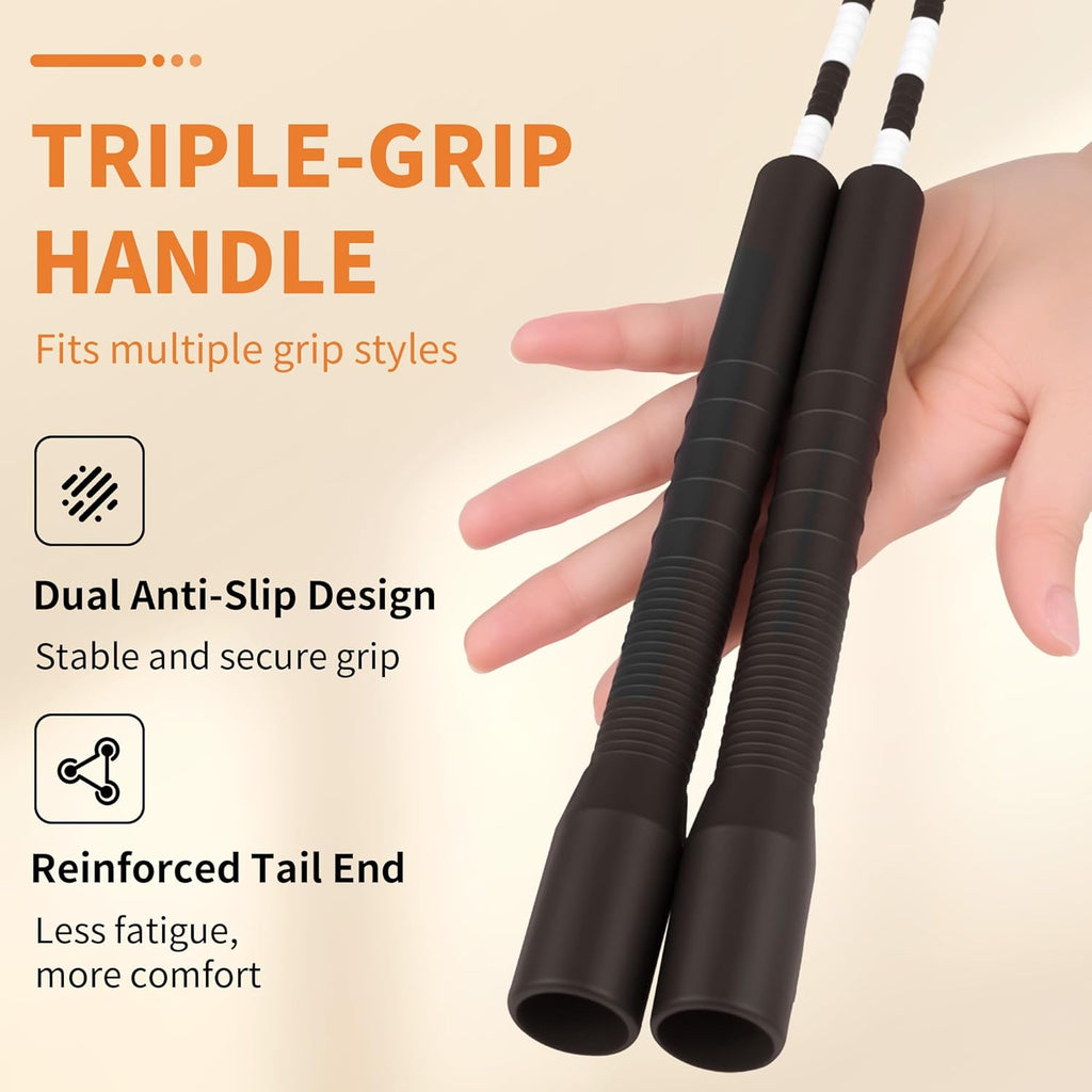 YUEDONG Soft Beaded Jump Rope - Adjustable Tangle-Free Design with Anti-Slip Handles | Recommended by World Champion Luke Boon