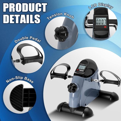 Himaly Mini Exercise Bike - Portable Under Desk Pedal Exerciser with LCD Screen for Arm & Leg Workouts