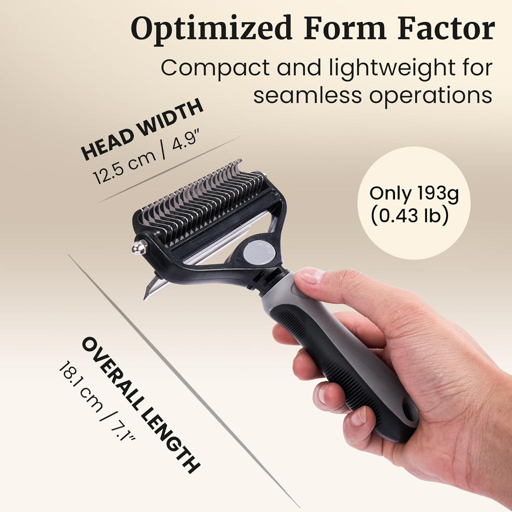 Skiennix 2-in-1 Deshedding Brush & Dematting Rake - Reduces Shedding by 95% for Medium to Large Dogs
