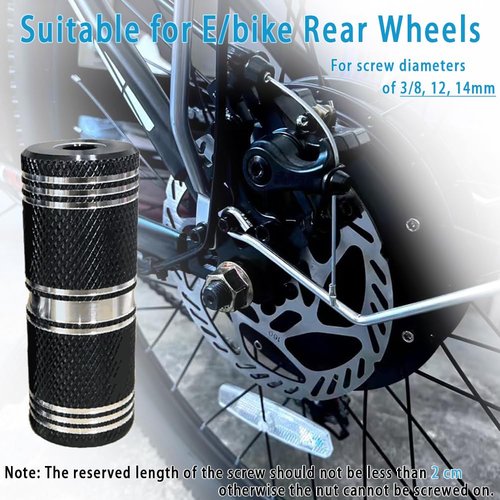 WADEKING WHW Wheelie No Thread Pegs Aluminum Alloy 105mm Suitable for 14mm and12mm、3/8 Inch E/Bike Axles (Black)