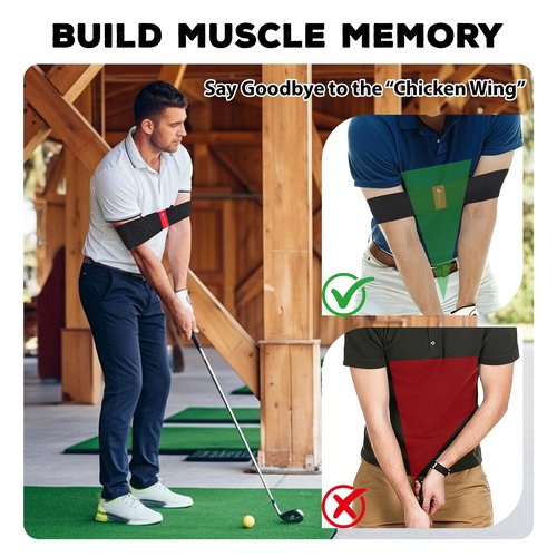 Josongslax Golf Swing Trainer Aid, Adjustable Elastic Swing Correcting Arm Band, Golf Practice Accessories to Fix Chicken Wing, Golf Training Equipment Gifts for Golfers, Beginners and Players