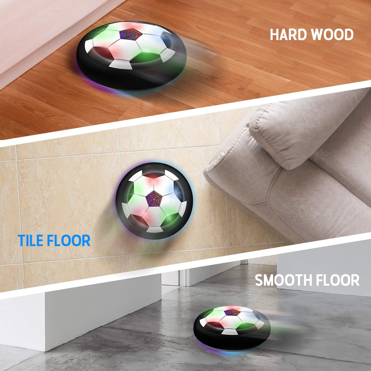 Toyk Boy Toys - LED Hover Soccer Ball - Air Power Indoor/Outdoor Football Game | Perfect Birthday Gift for Ages 3-12