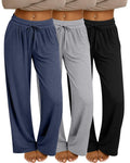 Neer 3 Pack Women's Baggy Sweatpants with Pockets, Wide Leg Yoga Pants Cozy Thick Lounge Pants Drawstring Casual Loose Jogger(Large,Black, Navy Blue, Light Heather Gray)