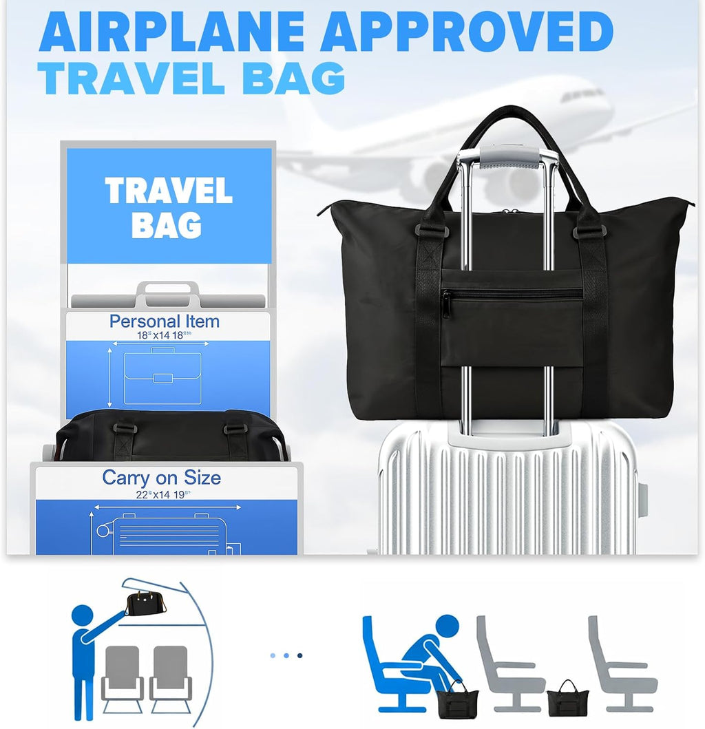 Skiennix Travel Duffle Bag - Versatile Weekender & Gym Bag with Trolley Sleeve | Black