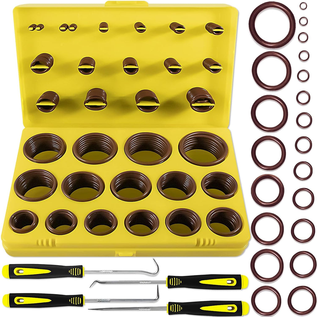 Viton O-Ring Assortment Kit - 386 PCS in 30 Sizes for Automotive, Plumbing & Hydraulic Repairs | 75A Durometer