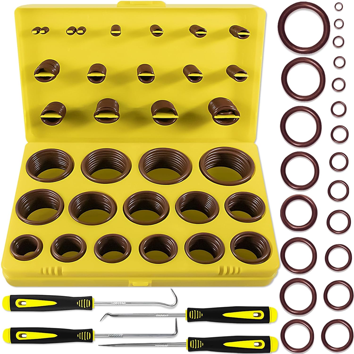 Viton O-Ring Assortment Kit - 386 PCS in 30 Sizes for Automotive, Plumbing & Hydraulic Repairs | 75A Durometer