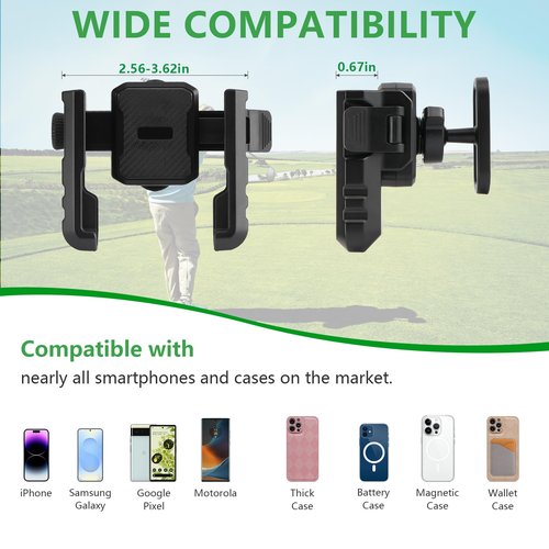 EagleFlight Magnetic Golf Cart Phone Holder - N54 Ultra Strong Magnet,Compatible with EZGO, Club Car & Yamaha Carts, 360° Adjustable, Fits iPhone 15 Pro Max/S24 Ultra, Golf Accessories Gifts for Men