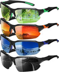 4 Pack Polarized Sports Sunglasses for Men & Women | UV Protection Lightweight Wraparound Sunglasses for Outdoor